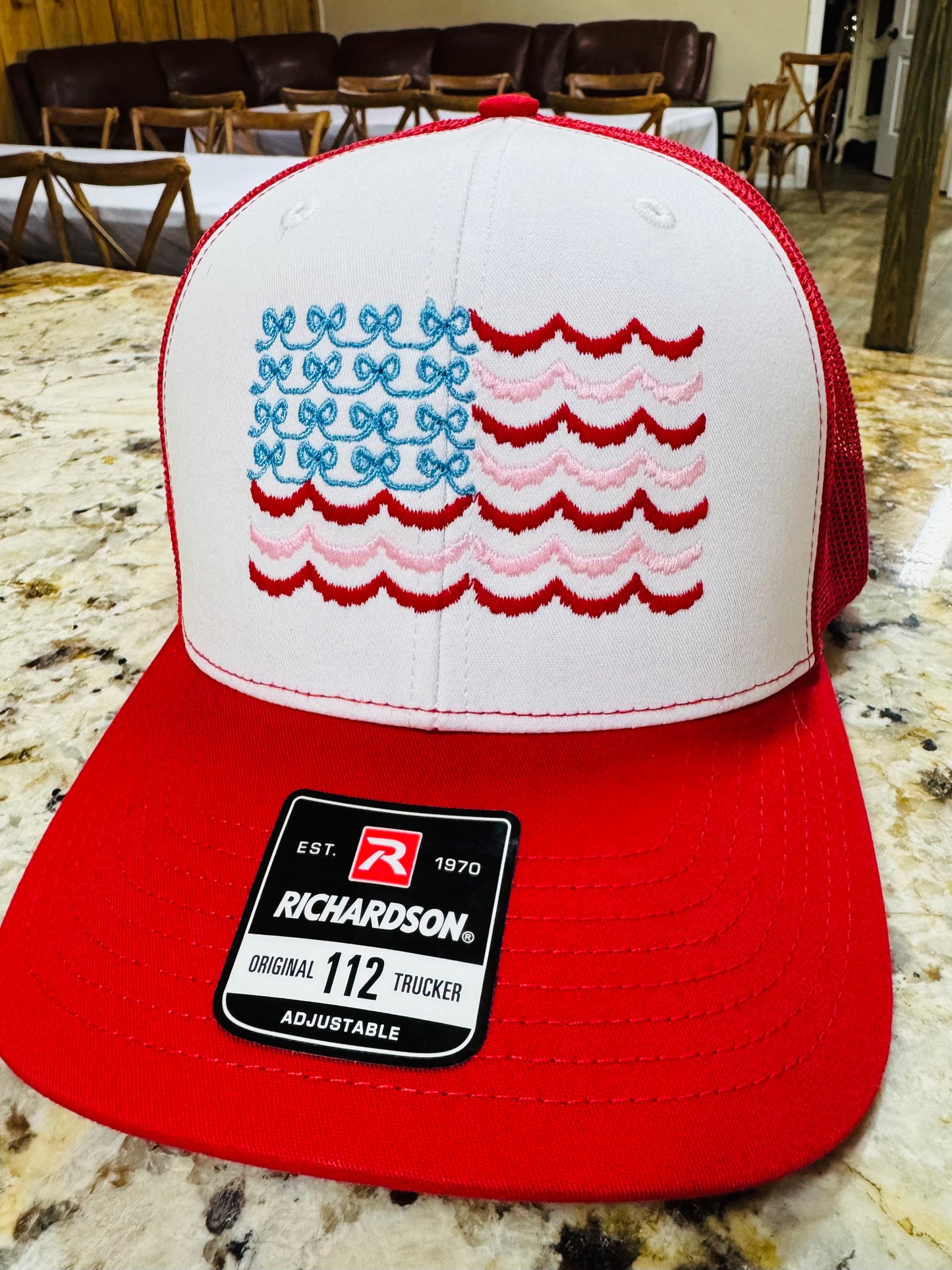 Red White and Bows Trucker