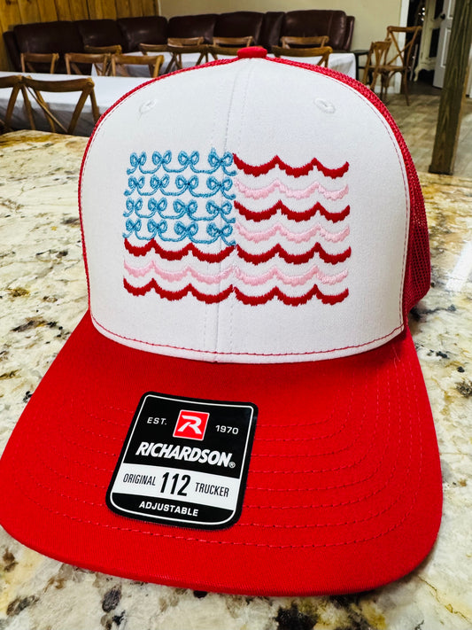 Red White and Bows Trucker